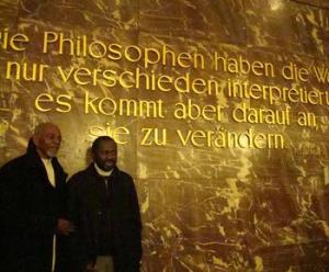 Chairman Omali Yeshitela and Luwezi Kinshasa at Humboldt University, Berlin, Germany